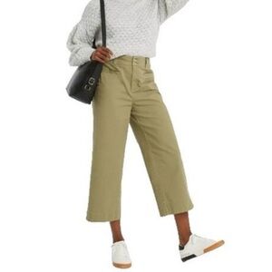 A New Day cropped wide leg pants olive green high rise 12